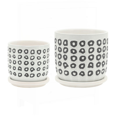 Aztec Planter with Saucer, Black - Durable and Stylish for Indoor and Outdoor Use