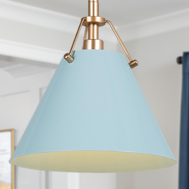 Luminaire suspendu à 1 lumière pour îlot de cuisine Rijja, Bleu clair