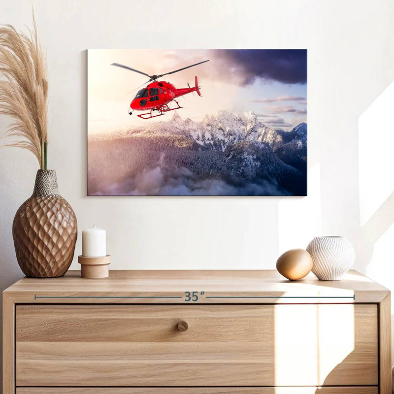 Mehar Flying Red Helicopter, 16" H x 24" W