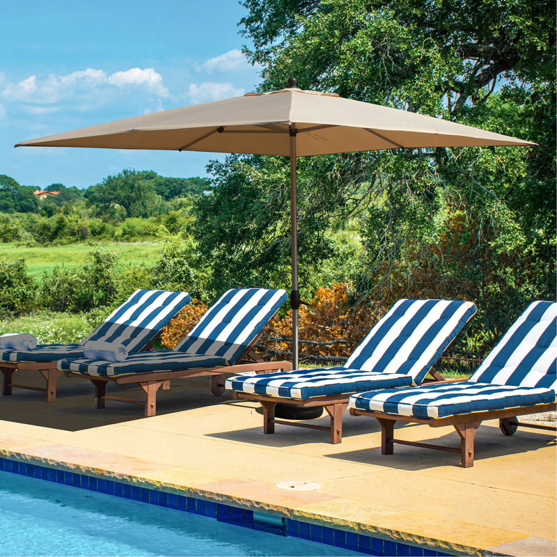 Parasol de patio rectangulaire avec manivelle (base non incluse), Beige