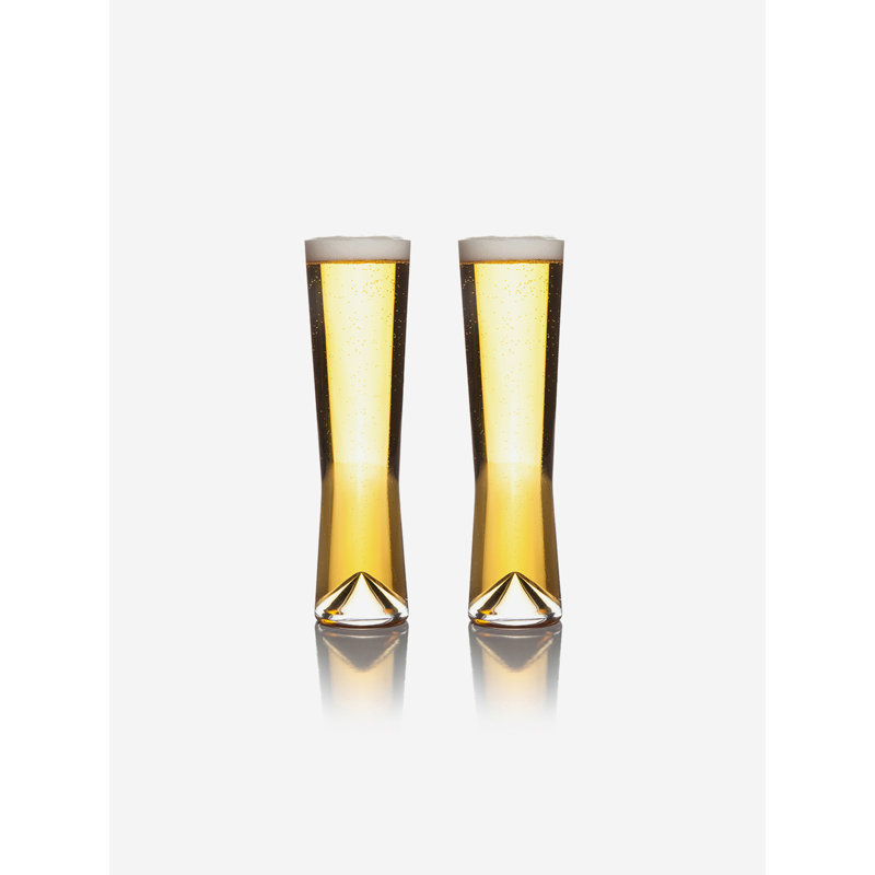 Monti 12 oz. Clear Handmade Crystal Pilsner Glass Set