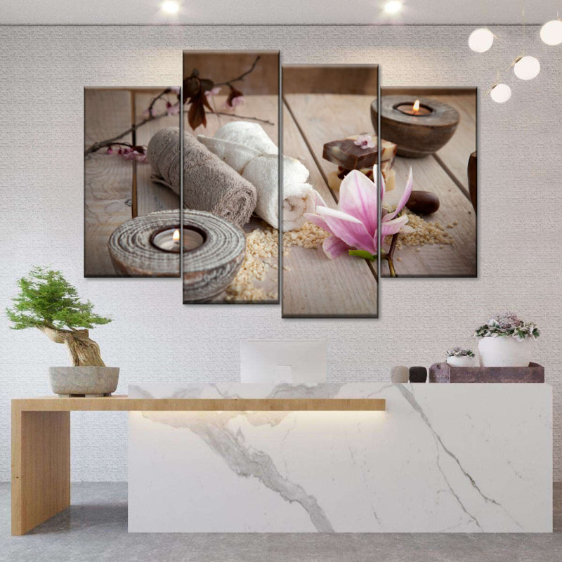 «Spa Tranquility», reproduction sur toile tendue de 4 pièces, H 42 po x l 68 po x P 1,25 po