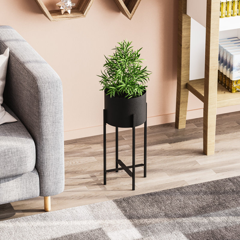 Élégant pot décoratif noir, 9,1 po x 18,9 po | Fabrication 100% métal, poids léger à 2,1 lb | Parfait pour les plantes d'intérieur, les décorations modernes et les espaces de bureau, aucune installation requise, conception élégante et durable
