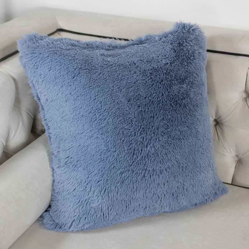  Housse de coussin carré et insert, Bleu pastel, 20 po x 20 po, Polyester