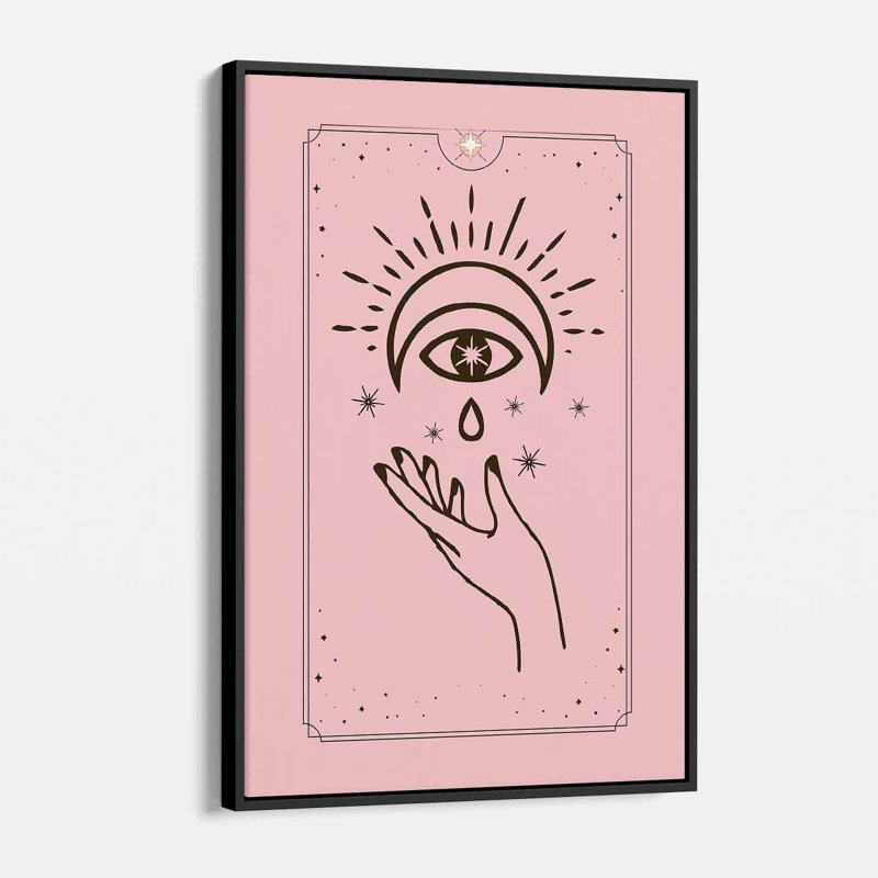 Impression sur toile, "Tarot rose rétro" sur toile, H 16 po x l 12 po, Cadre noir