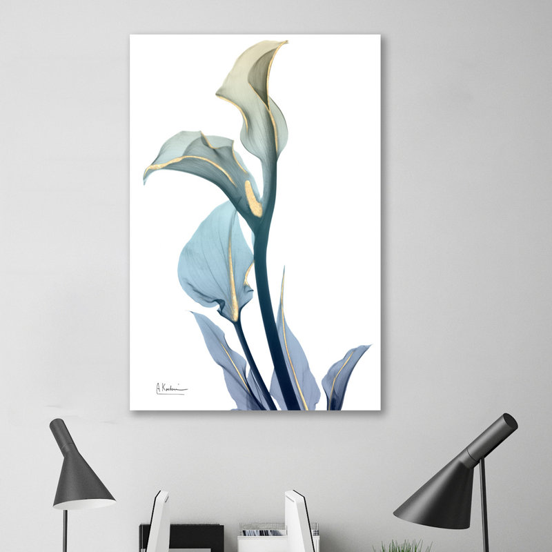 « gold splash calla lilly », reproduction d’impression sur toile tendue, H 36 po x l 24 po