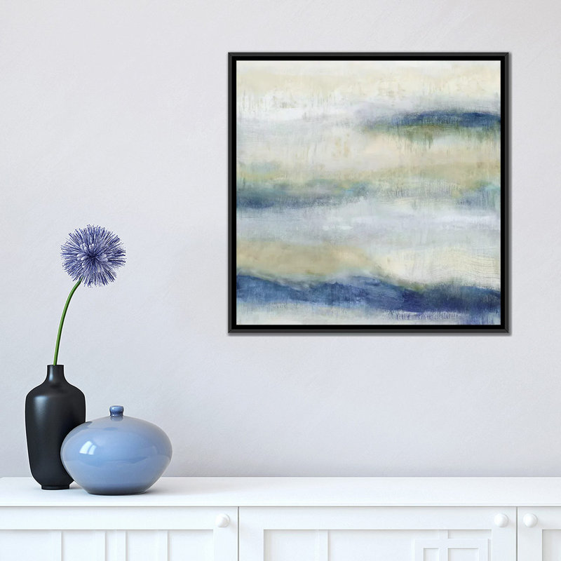 «Indigo Motion I», impression sur toile, H 18 po x l 18 po x P 1,5 po, Toile avec cadre noir, Pas de tapis