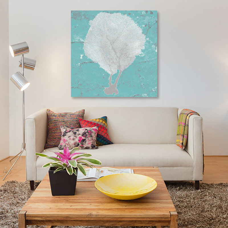 « graphic sea fan ii », impression sur toile, H 12 po x l 12 po x P 0,75 po, Toile tendue, Pas de tapis
