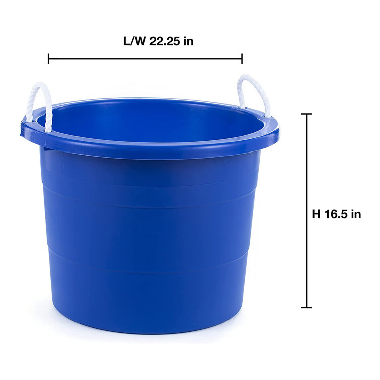 Homz 18 Gallon Plastic Multipurpose Utility Storage Bucket Tub