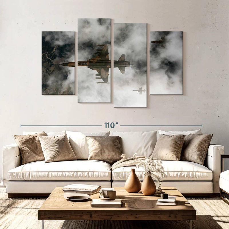 Mait Cloudy Fighter Jets, 54" H x 84" W