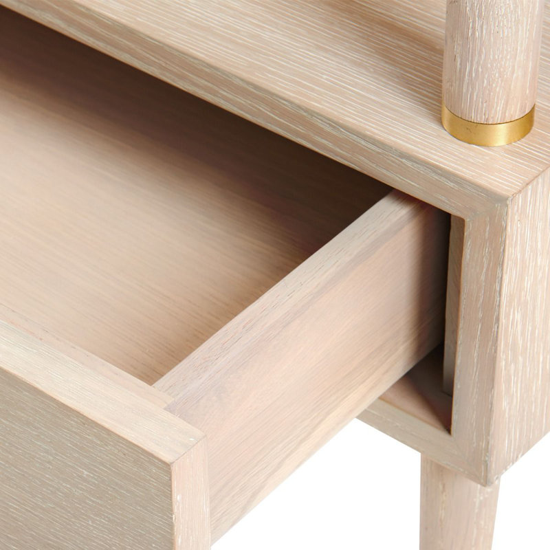 Gabriel Solid Wood End Table, Bleached Cerused Oak