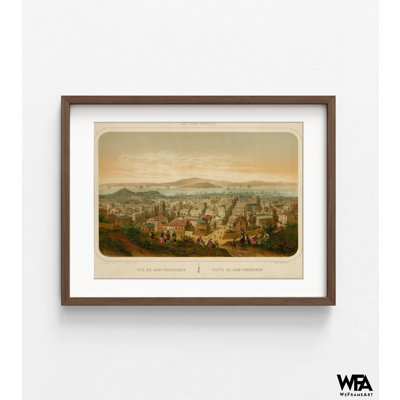 Vue de San Francisco Seaports of America 1860, San Francisco Wall Decor, impression de photo de la ville de Californie, encadrée ancienne CA State Decor
