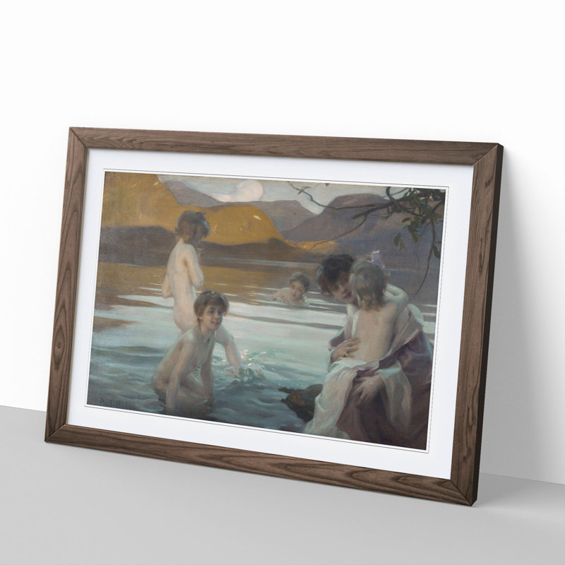 First Bath by Paul Chabas - Framed Print, Walnut Framed, 36cm H x 48cm W x 2cm D