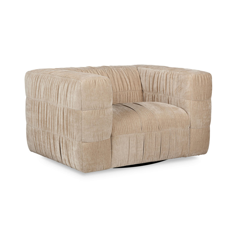 Fauteuil pivotant en tissu Afeela, Vanille française