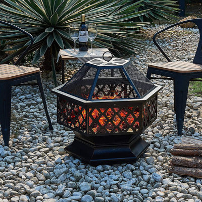 Cleon Hexagon Metal Wood Burning Smokeless Fire Pit