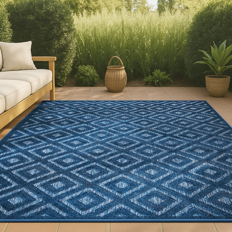 Tapis intérieur / extérieur Portmany Neutral Diamond Trellis, Rectangle 3 pi 11 po x 6 pi