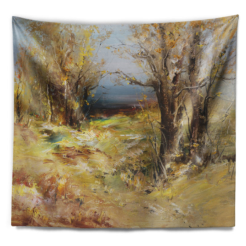 Tapisserie de forêt jaune de paysage, H 32 po x l 39 po