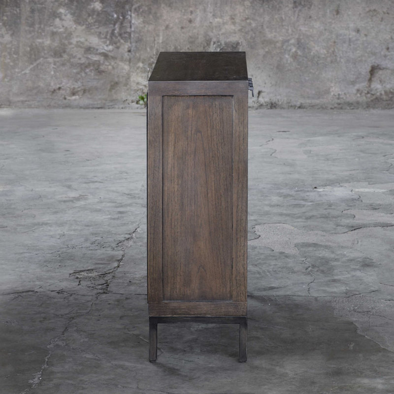 Light Walnut 2-Door Storage Cabinet with Adjustable Shelves
