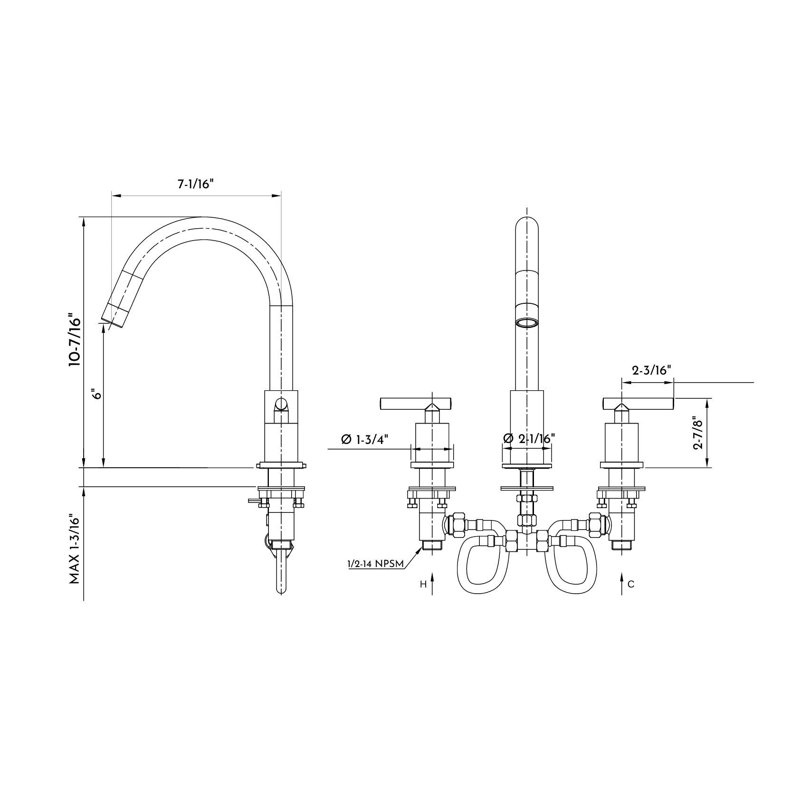 DAX Round Two Handle Brass Bathroom Faucet, Brushed Nickel