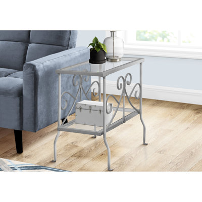 Console polyvalente avec métal gris et verre transparent pour le décor du couloir