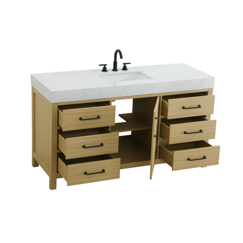 60 inch Single Bathroom Vanity_Traditional_VF60660, Honey Brown