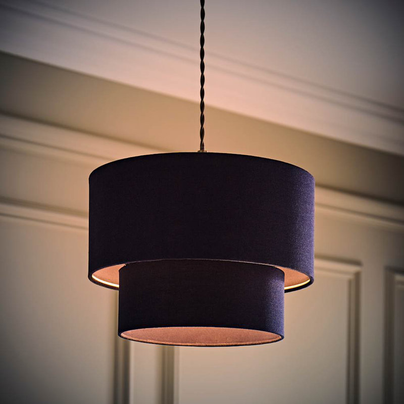 Talar 20cm H Linen Blend Drum Lamp Shade ( Slip-On ), Blue