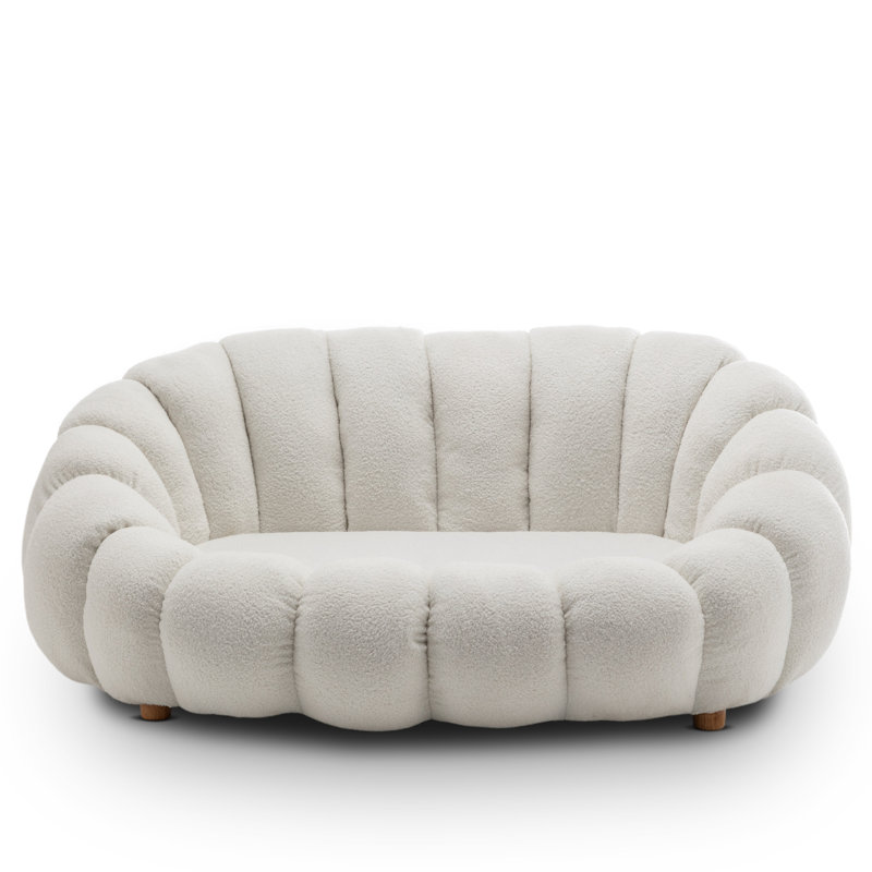 Mirielle Evins 2 Seater Teddy Boucle Loveseat, White