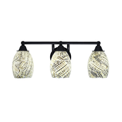 Paramount 3 Light Bath Bar Shown In Matte Black Finish With 5" Natural Fusion Glass