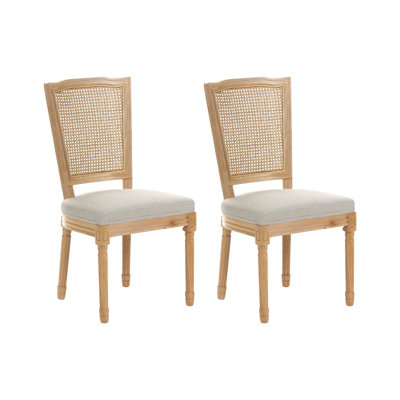 Set of 2 Chairs BONANZA Wood Light Brown/ Beige