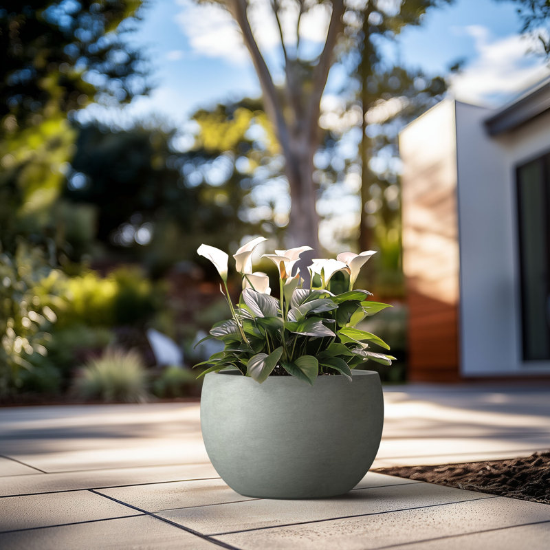 Pot à fleurs en ciment Highwoods, H 13 po x l 19 po x P 19 po, Gris sauge