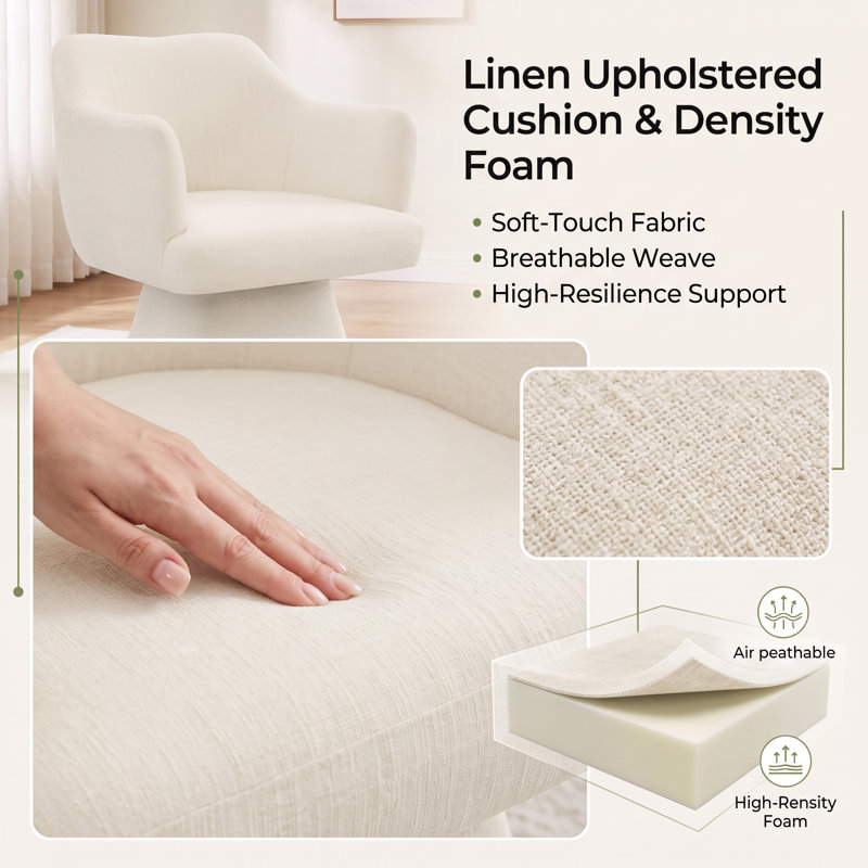 Chaise pivotante en tonneau avec accoudoirs, Beige