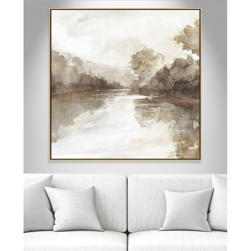 «Fall Nature Print» par Eva Watts, L 46,5 po x H 46,5 po, Toile avec cadre, Flotteur naturel