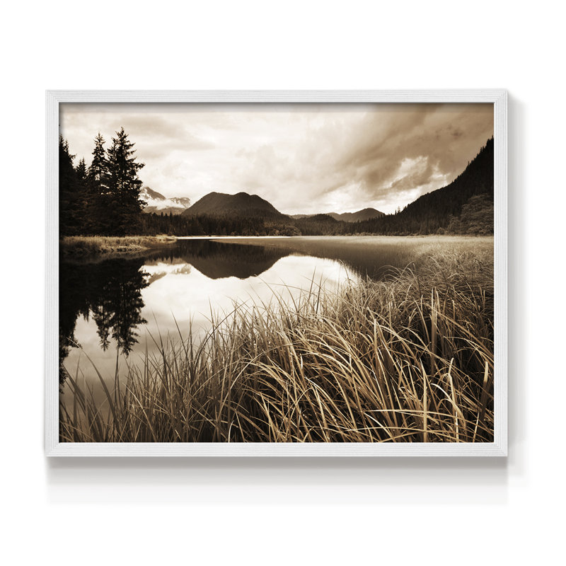 Calm Lake -Framed Print - Restickable, 8" H x 10" W, White