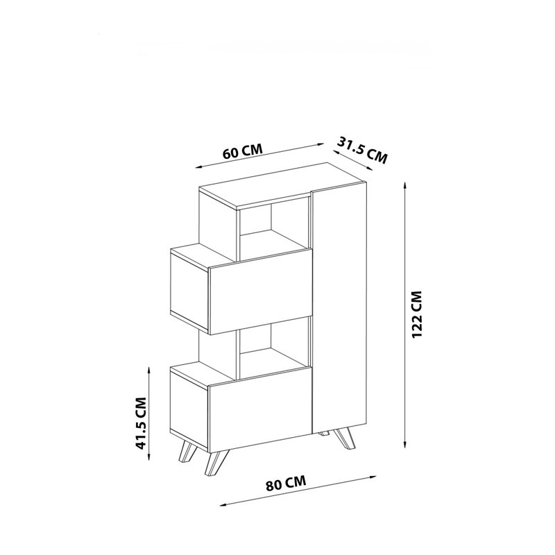 Modern Multi-Purpose Cabinet, White, 31.5 x 47.2 x 12.4 inches | 100% Melamine Coated Particle Board, Thickness: 0.7 inches | Numerous Shelves, Wall-Mountable Design for Stylish Storage & Organization