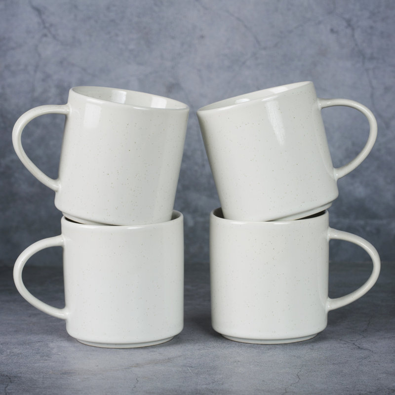 Lior Stoneware 14oz Coffee Mug (Set of 4), White