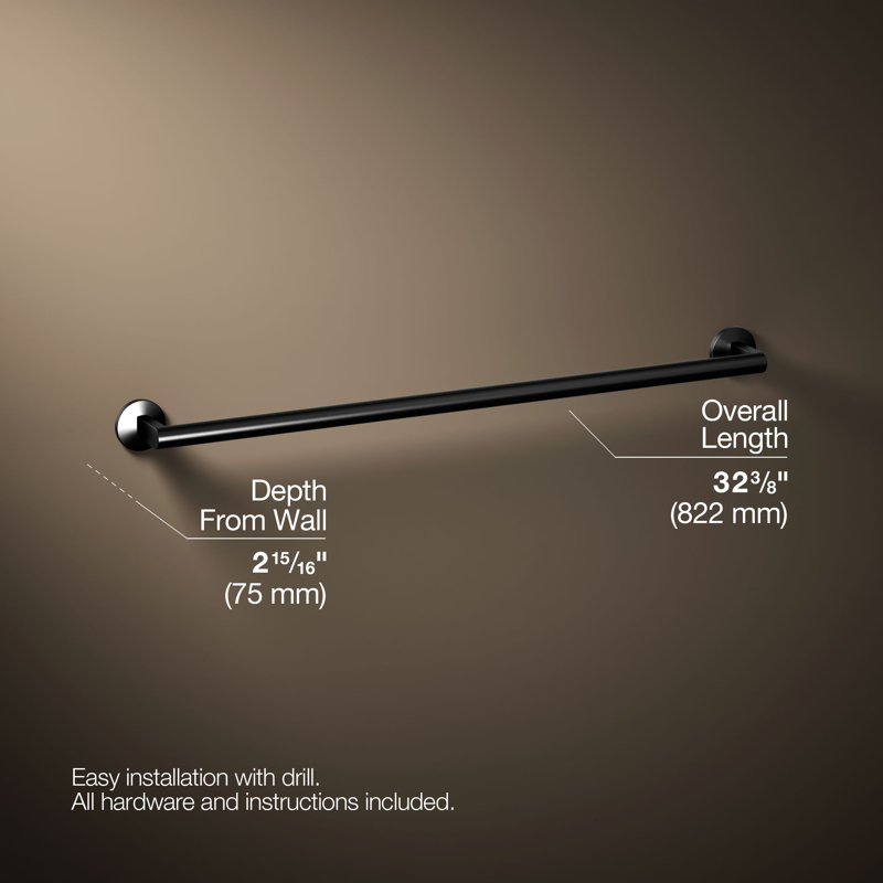 Components Towel Bar, Matte Black, 30"W