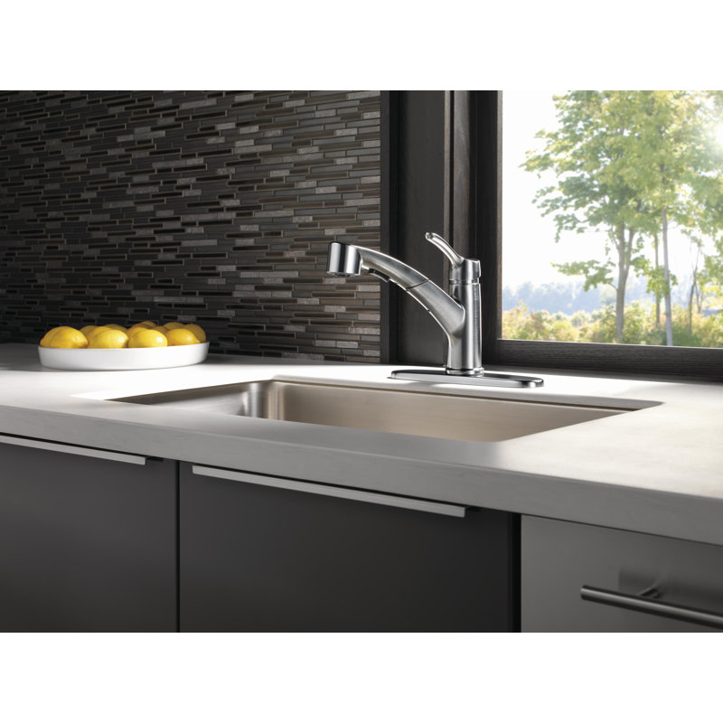 Collins Pull Out Sprayer Kitchen Sink Faucet, Single Handle Kitchen Faucet, Arctic Stainless