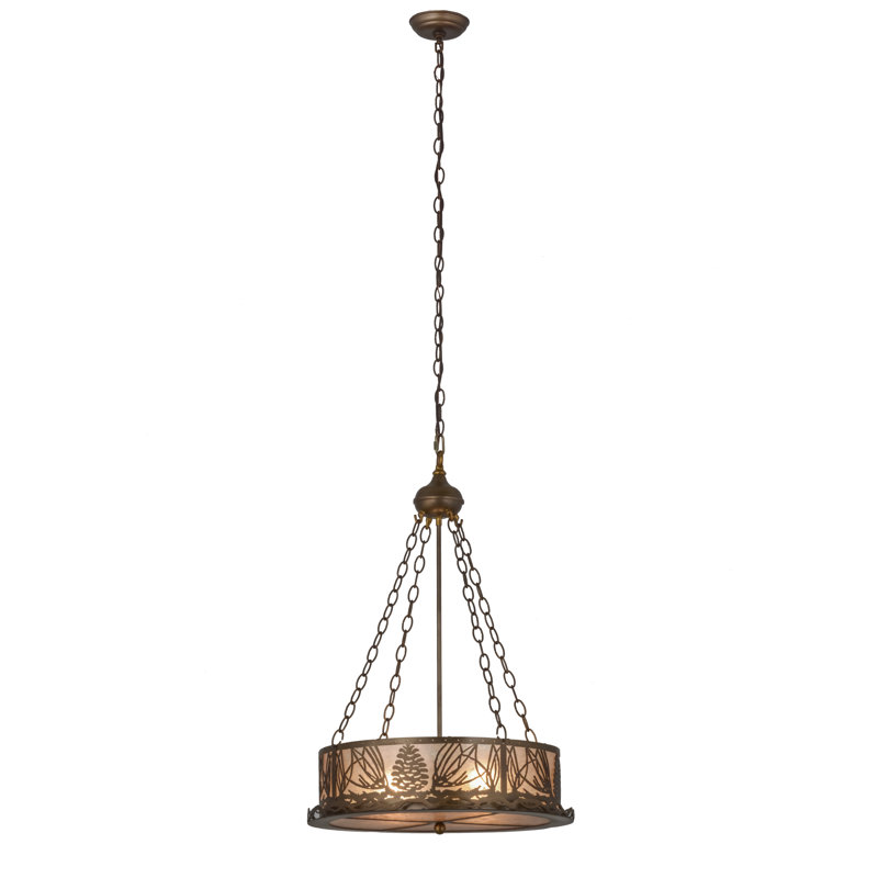 Rustic Lodge 4 - Light Glass Chandelier, Silver, Antique Copper, 35" H x 22" W x 22" D