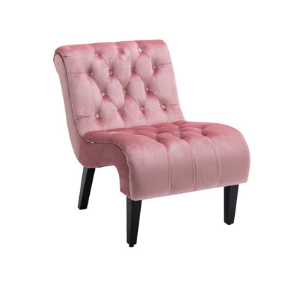 Javita 22.83'' Wide Modern Armless Accent Living Room Chair / Leisure Chair,Upholstered Fabric Button Comfortable Chair with Wooden Legs