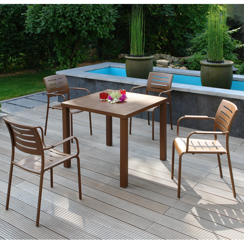 Bolden Square Metal Outdoor Dining Table , 90cm cm W 90cm cm D, Brown
