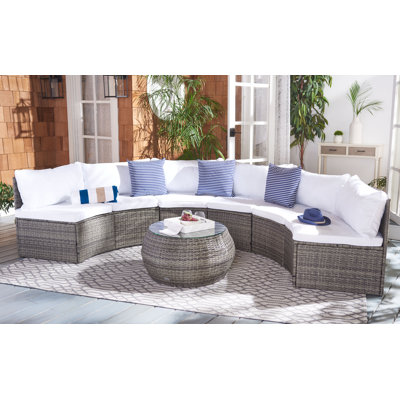 Cabble Wicker 6 - Person Patio Conversation Set with Cushions