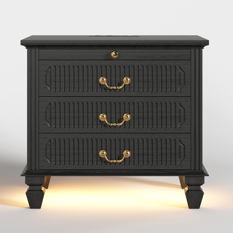 65cm W Bedside Table, Black