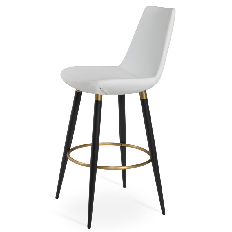 Eiffel Ana Bar & Counter Stool, Cream, Bar Stool (29" Seat Height), Black