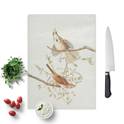Tempered Glass Song Sparrows by John James Audubon Chopping Board