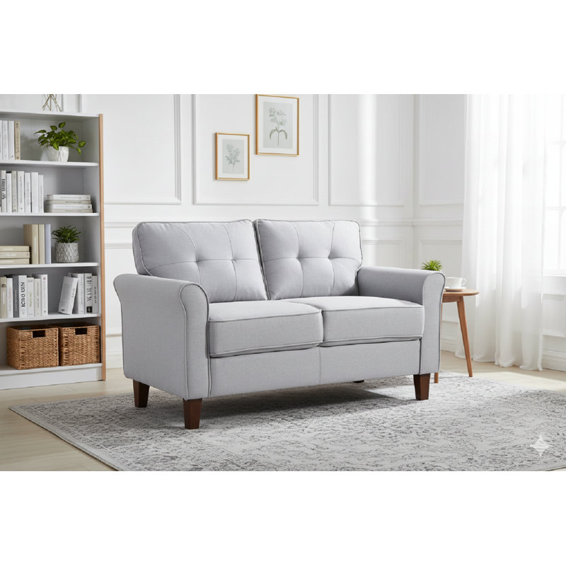 ensemble de 2 coussins de dossier capitonnés et causeuse, Gris clair