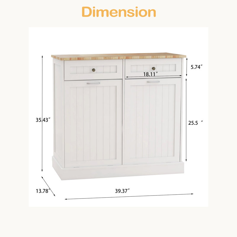 Armoire à ordures inclinable à deux tiroirs et deux compartiments