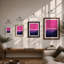 Vaporwave Mountains Retro - Framed Print-589137944-589137945