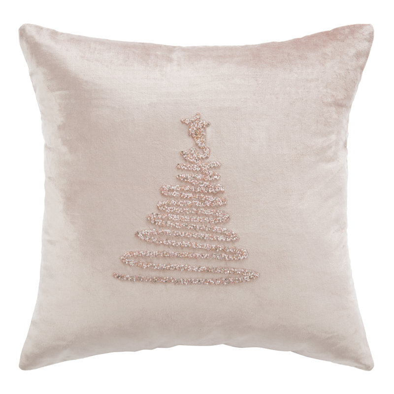 Appliqued Cotton Throw Pillow, Peach