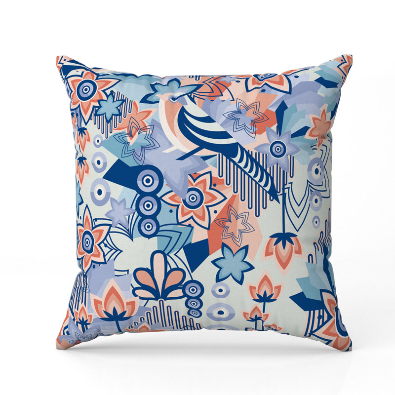 Growth Grid  Square Throw Pillow, Blue/Orange, 26"H x 26"W