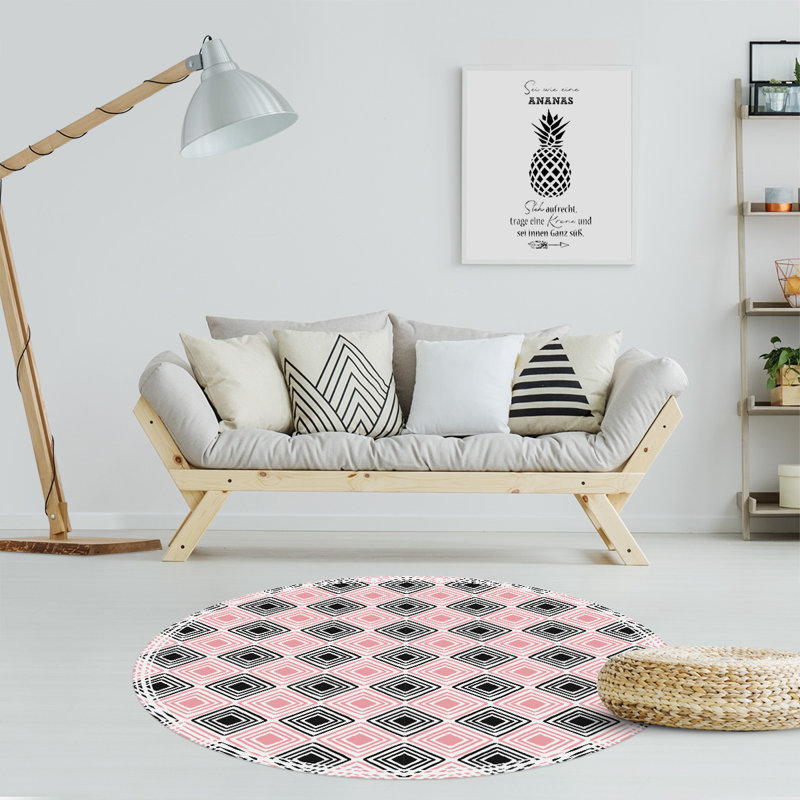 Harlem Non-Slip Geometric Indoor Doormat, Round 136cm